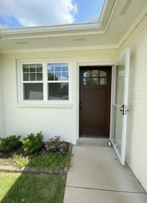 Freshly painted from door and masonry